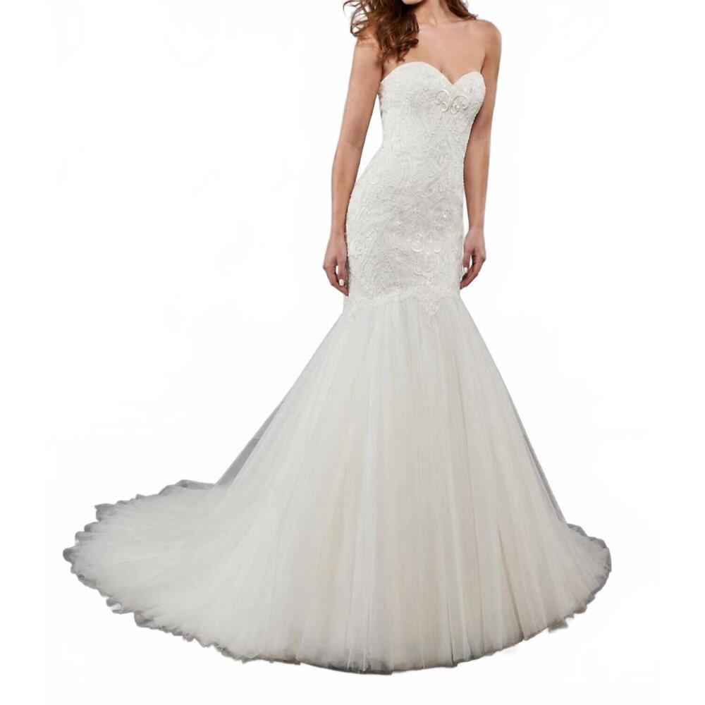 NEW MARY'S BRIDAL strapless sweetheart wedding gown in white